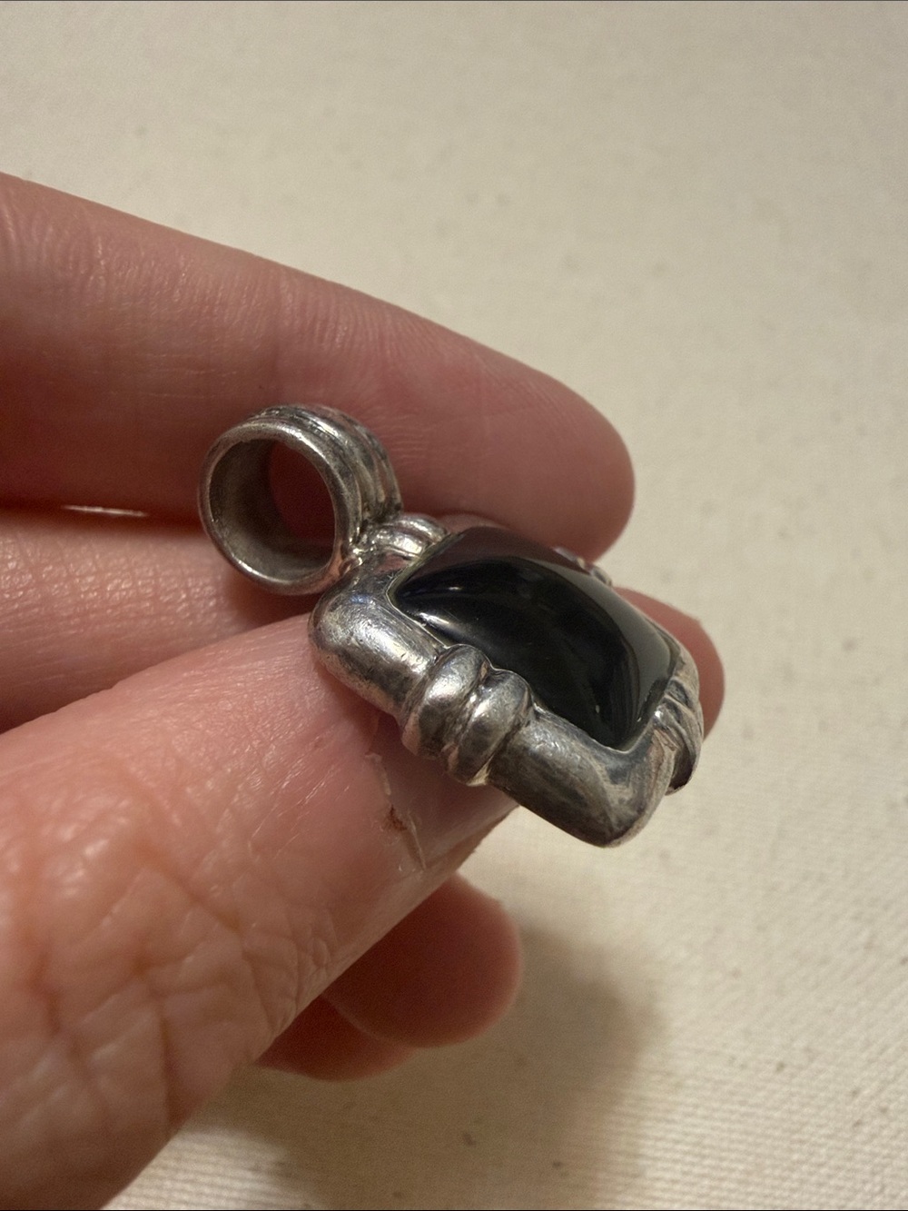 Sterling Silver 925 Black Onyx Square Pendant - Picture 4 of 10
